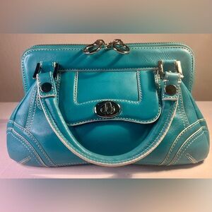 Maxximum Vintage Teal Leather Handbag y2k